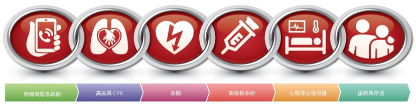 心跳停止生存之鏈六大環節